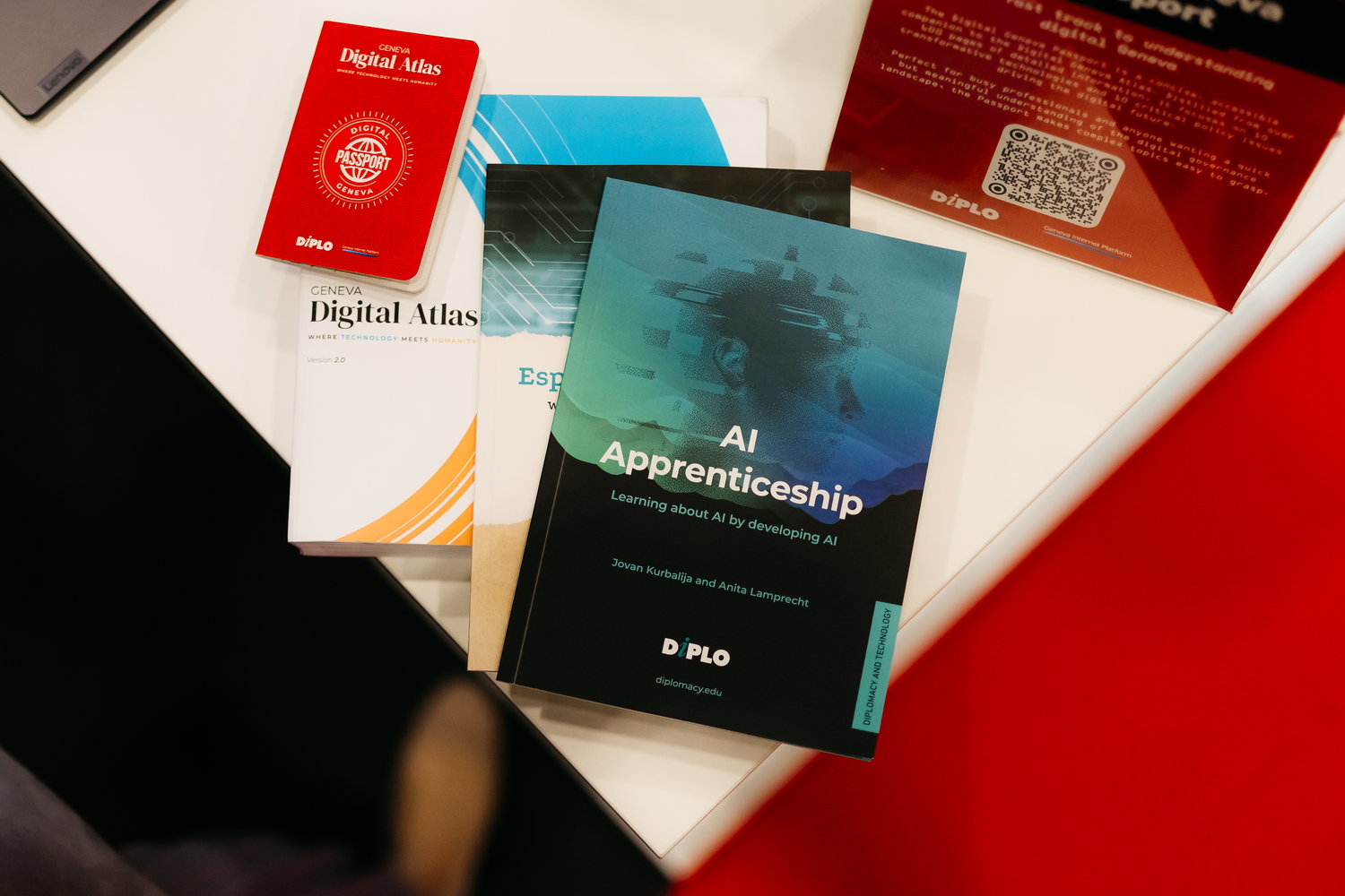 Diplo/GIP at AI for Good Global Summit 5 Advertisement, Poster, Business Card, Paper, Text, QR Code, Document, Id Cards, Passport